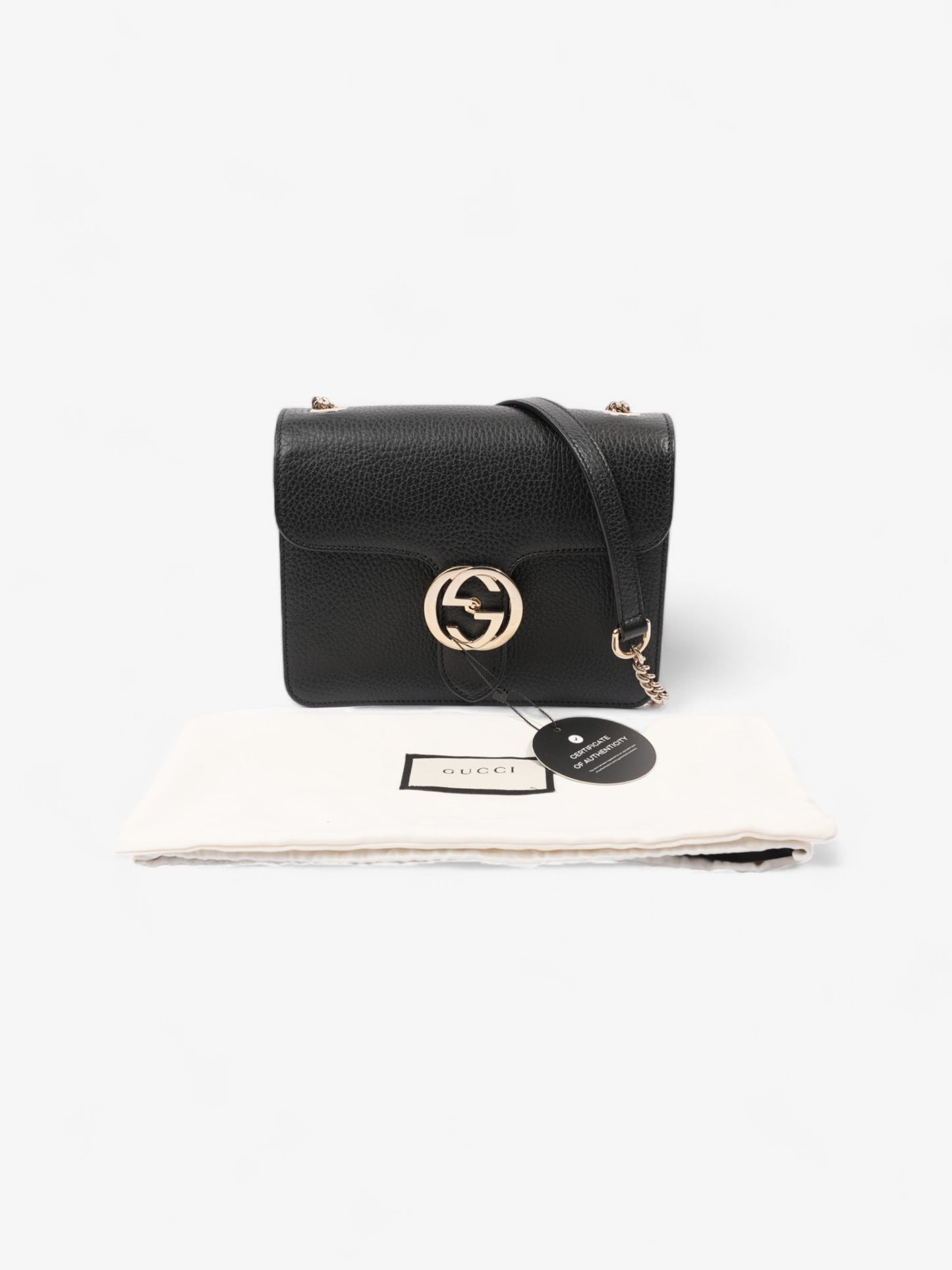 Gucci Interlocking G Flap Black Leather Small