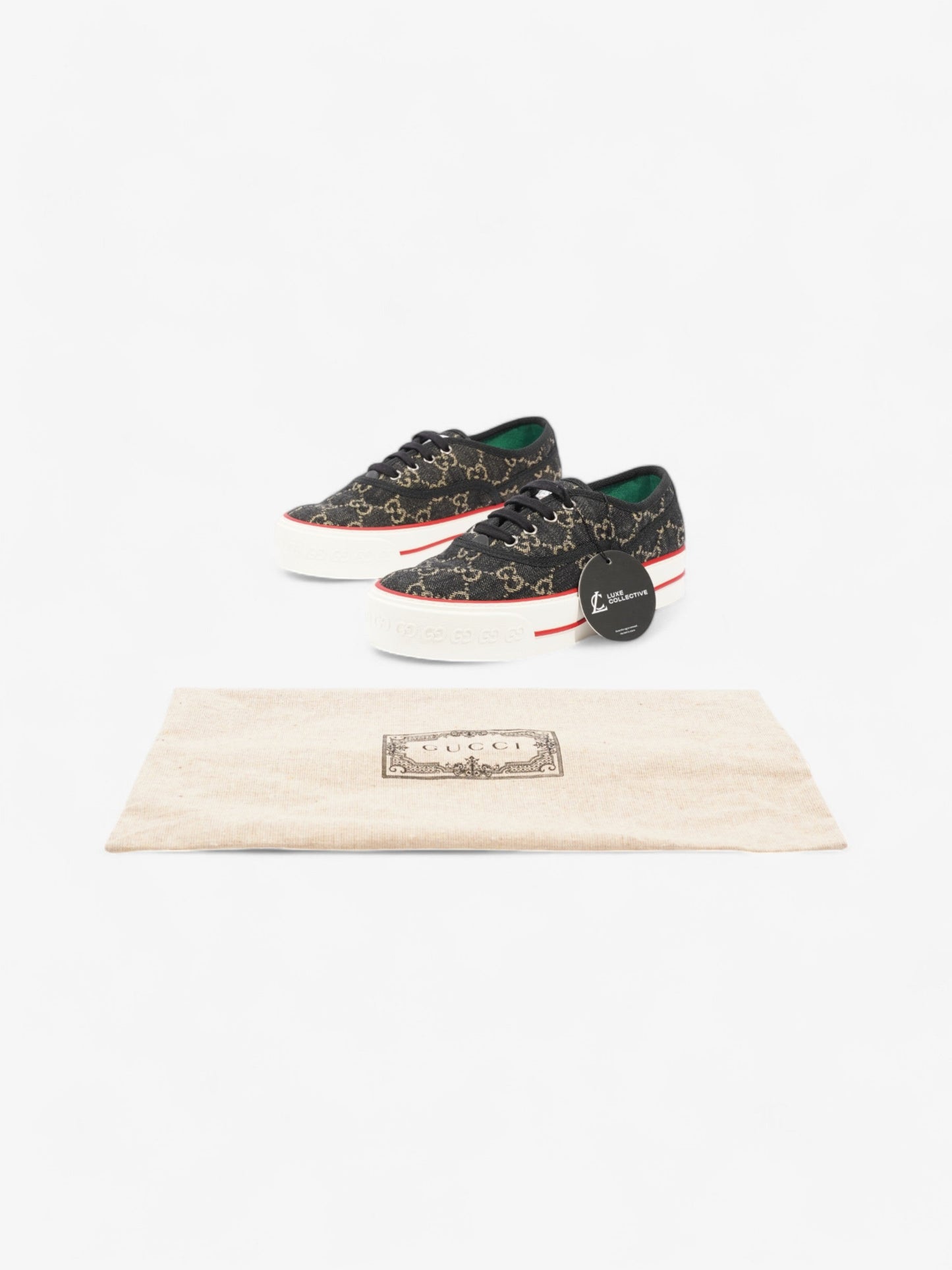 Gucci Tennis 1977 Black / Beige / Red Canvas EU 37.5 UK 4.5