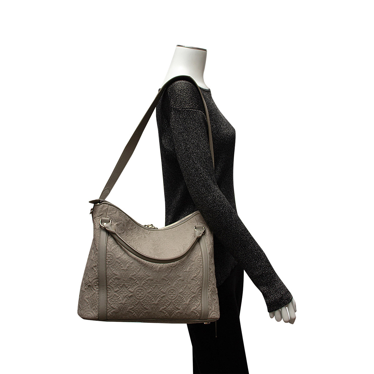 LOUIS VUITTON Monogram Leather Antheia Ixia MM Gris Clair