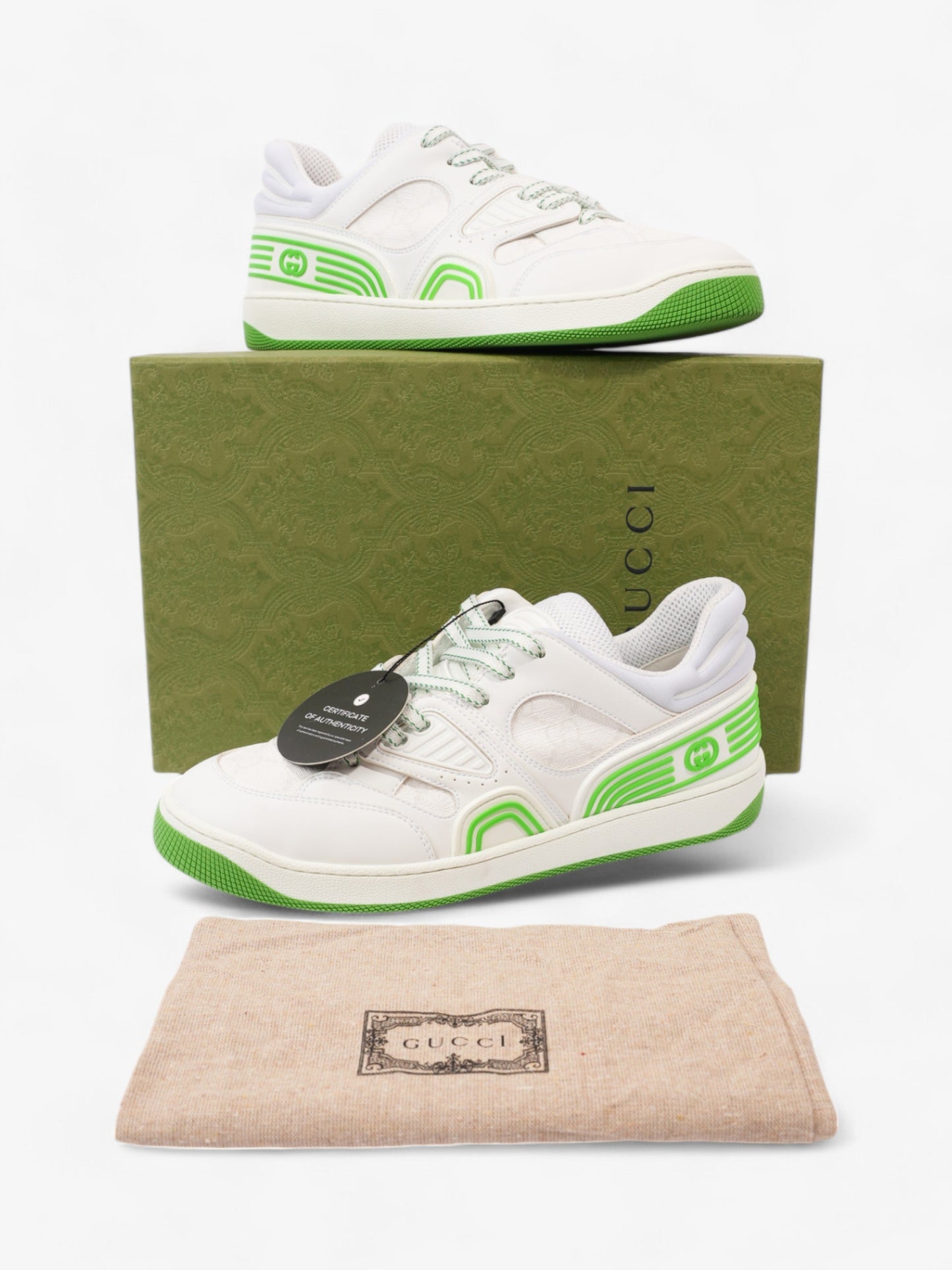 Gucci Basket Sneakers White / Green Canvas EU 38 UK 5