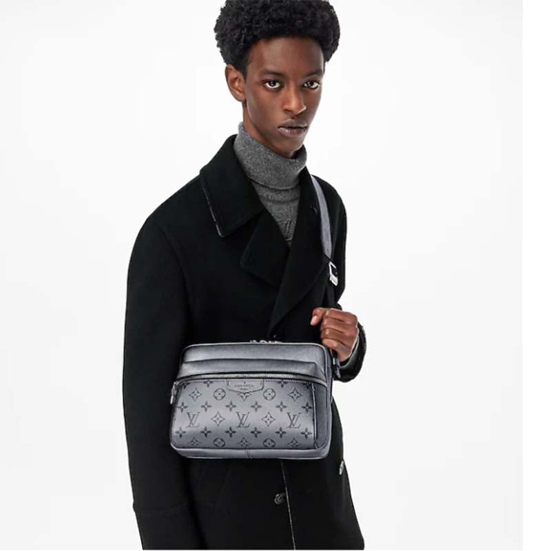 Louis Vuitton LV Men Outdoor Messenger Bag Gunmetal Gray Monogram Coated Canvas