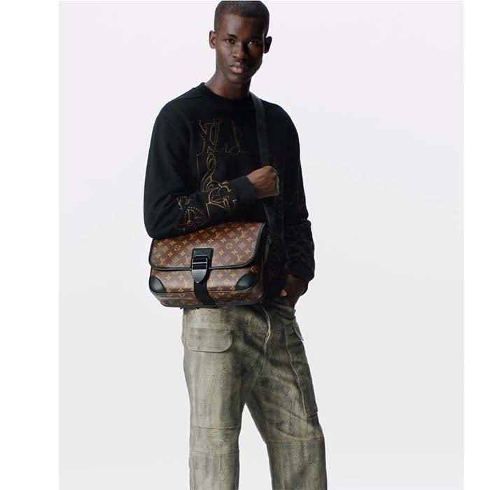 Louis Vuitton LV Unisex Archy Messenger MM Bag Monogram Macassar Coated Canvas