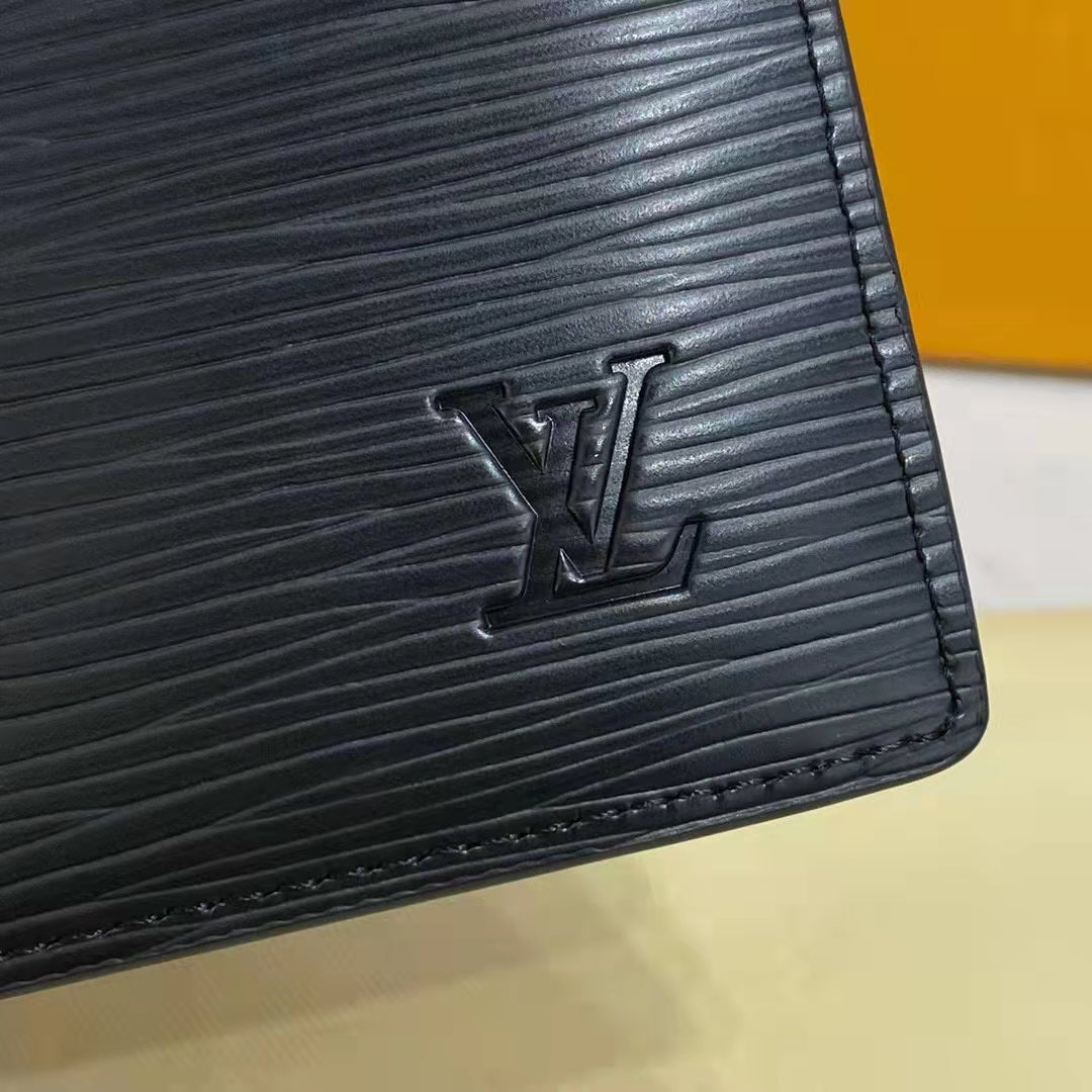 Louis Vuitton LV Unisex Brazza Wallet Supple Epi Leather Black