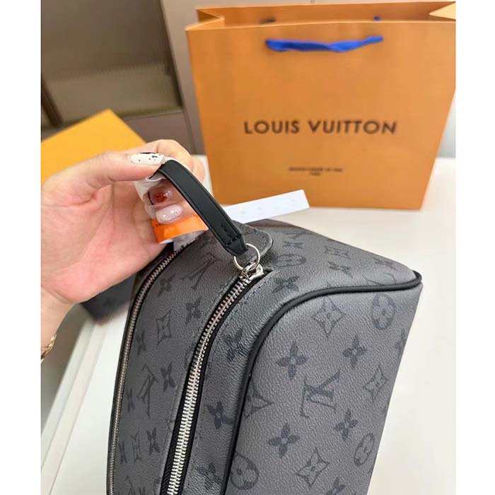Louis Vuitton LV Unisex Dopp Kit Toilet Pouch Monogram Eclipse Coated Canvas