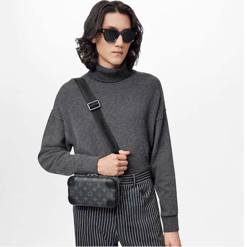 Louis Vuitton LV Unisex Horizon Clutch Black Monogram Eclipse Coated Canvas Textile Cowhide