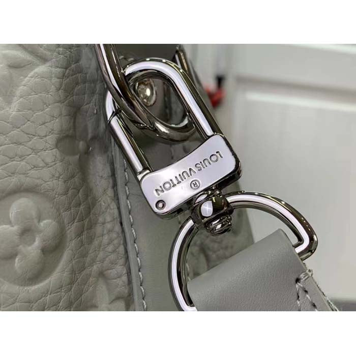 Louis Vuitton LV Unisex Keepall Bandoulière 25 Mineral Gray Embossed Taurillon Monogram Cowhide Leather