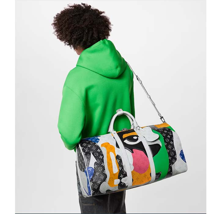 Louis Vuitton LV Unisex Keepall Bandoulière 45 Multicolor Monogram Coated Canvas Cowhide Leather