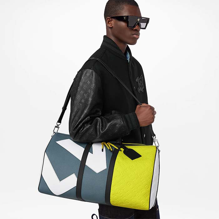 Louis Vuitton LV Unisex Keepall Bandoulière 50B Yellow Taurillon Cowhide Leather