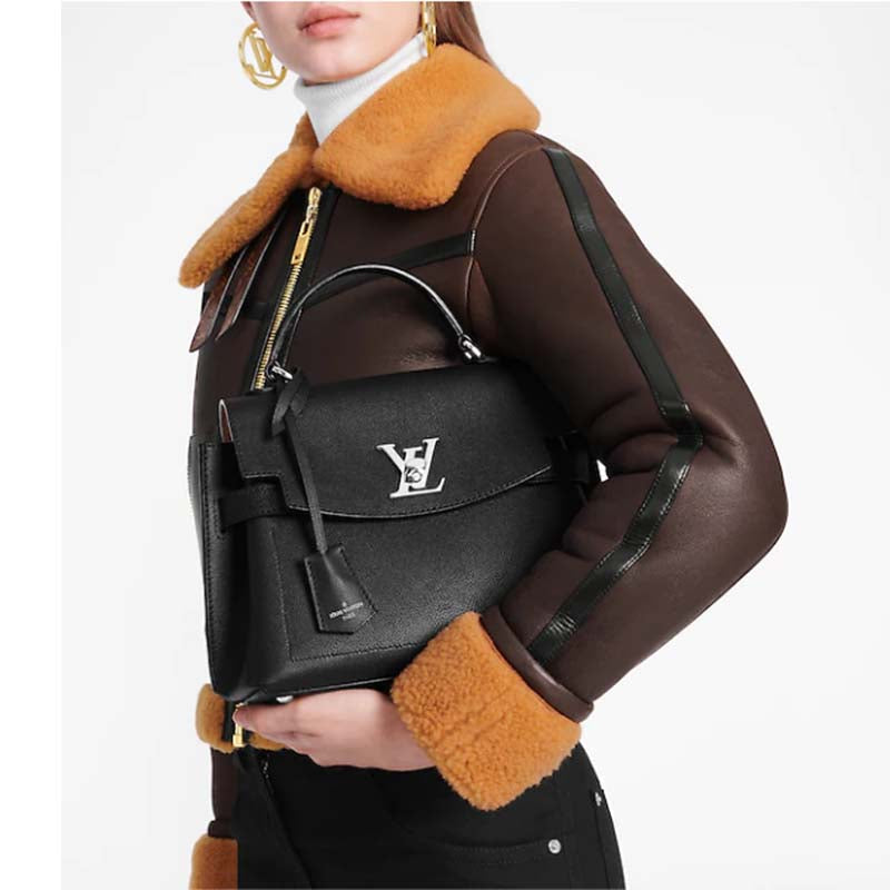 Louis Vuitton LV Women Lockme Ever BB Handbag Black Soft Calfskin