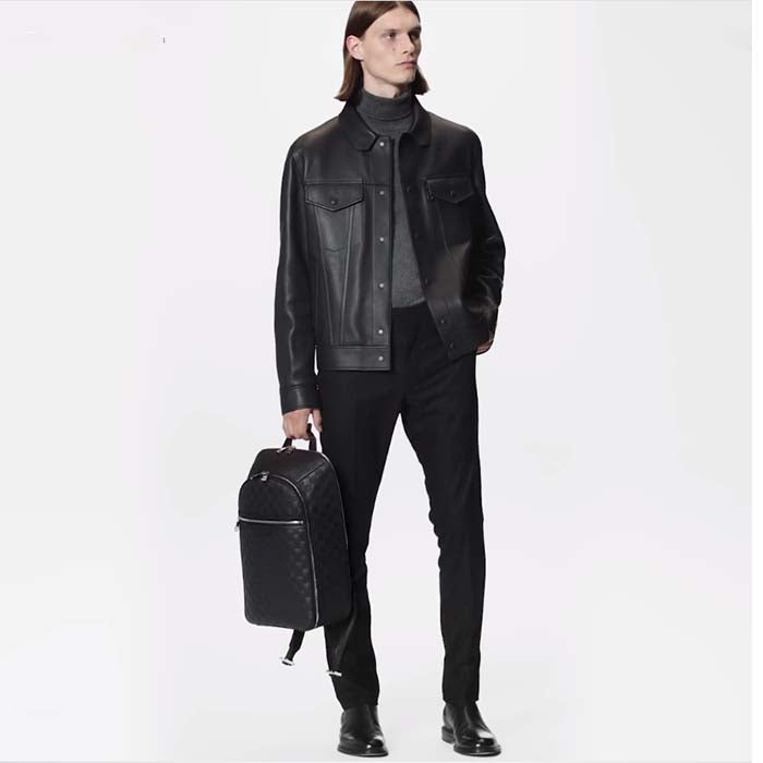 Louis Vuitton LV Unisex Michael Backpack Nv2 Black Damier Infini Onyx Cowhide Leather