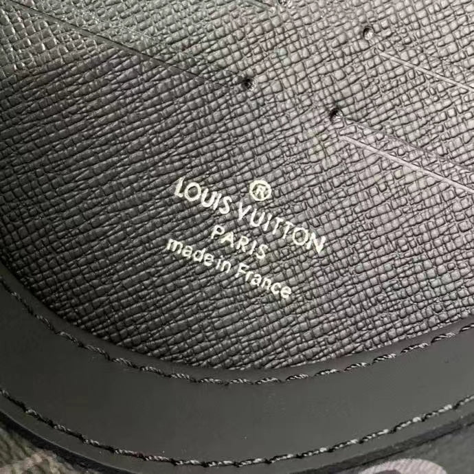 Louis Vuitton LV Unisex Pochette Voyage MM Black Grey Monogram Eclipse Canvas