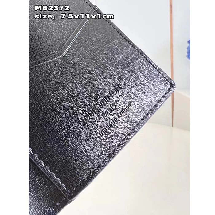 Louis Vuitton LV Unisex Pocket Organizer Black Borealis Calf Leather Textile Lining