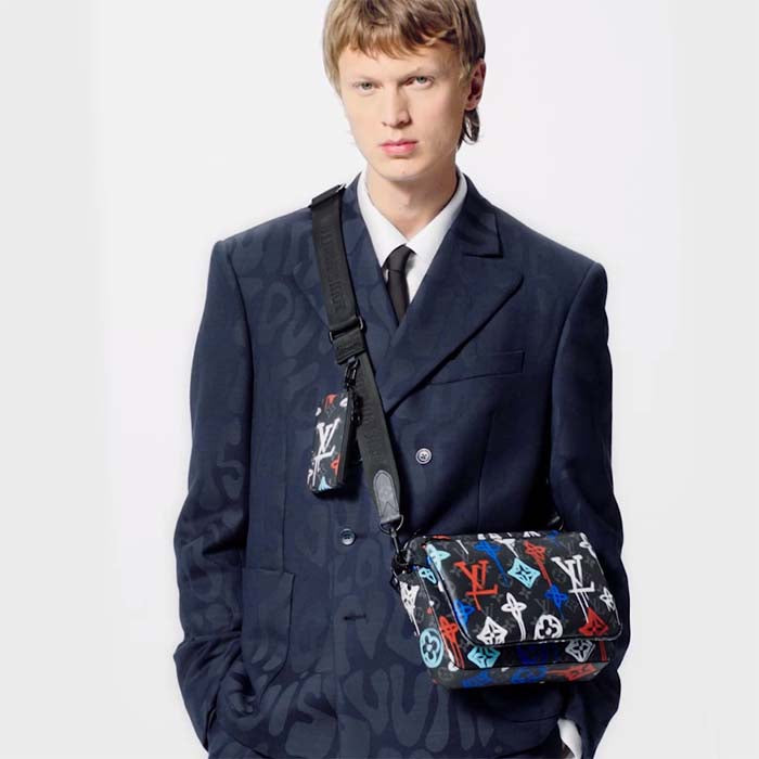 Louis Vuitton LV Unisex Trio Messenger Bag Graffiti Orange Monogram Coated Canvas