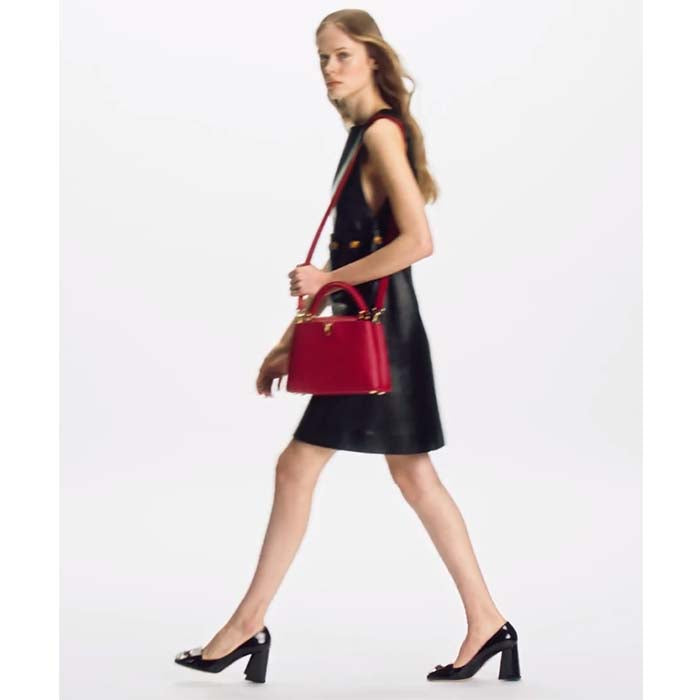 Louis Vuitton LV Women Capucines BB Handbag Scarlet Red Taurillon Cowhide Leather