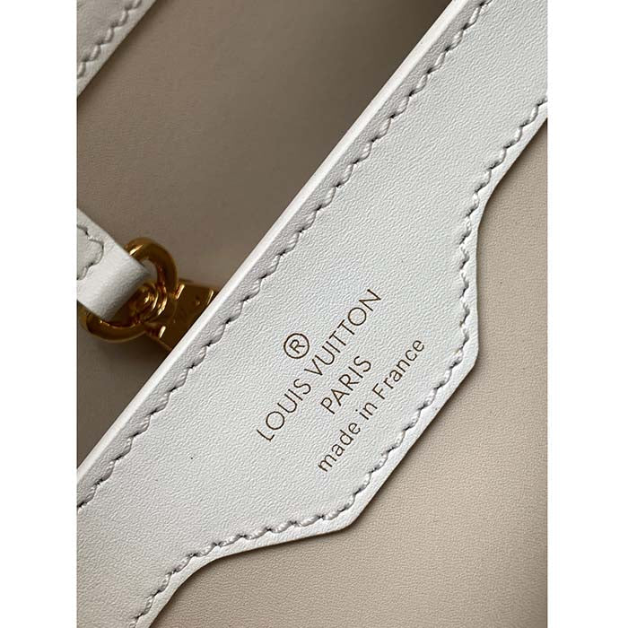 Louis Vuitton LV Women Capucines BB Handbag White Calfskin Cowhide Leather