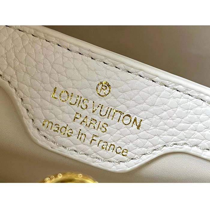 Louis Vuitton LV Women Capucines MM Handbag Steeple Gray Greige Taurillon Leather