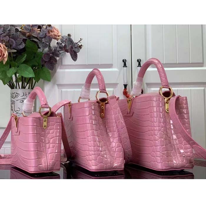 Louis Vuitton LV Women Capucines BB Handbag Pink Crocodilien Brillant Savoir Faire