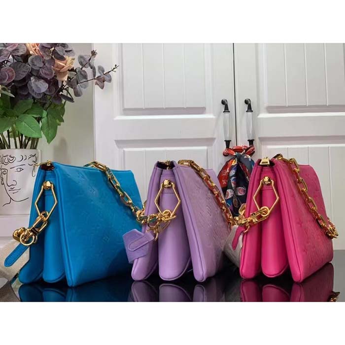 Louis Vuitton LV Women Coussin PM Handbag Light Purple Lambskin Zip Closure