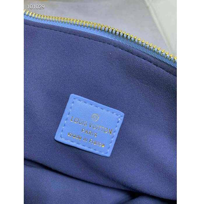 Louis Vuitton LV Women Coussin PM Handbag Blue Lambskin Silk Scarf Cowhide Leather