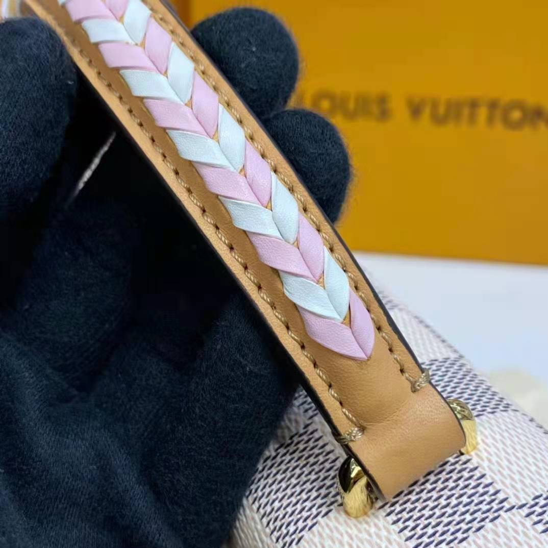 Louis Vuitton LV Women Croisette Hand Bag Pink Damier Azur Coated Canvas
