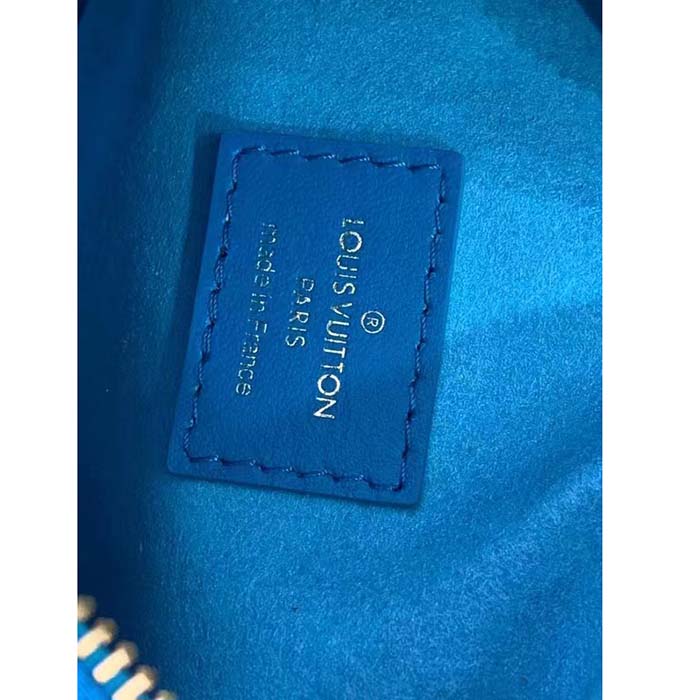 Louis Vuitton LV Women Loop Half-Moon Baguette Bag Blue Calfskin Monogram Flowers