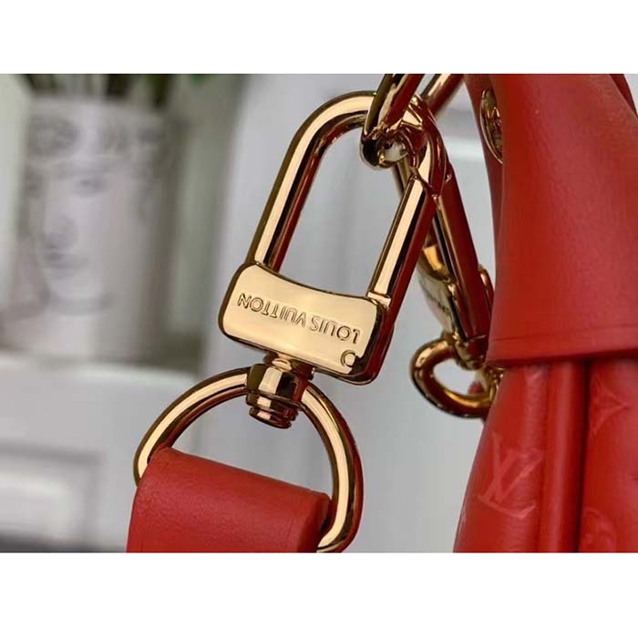 Louis Vuitton LV Women Loop Half-Moon Baguette Bag Red Calfskin Monogram Flowers