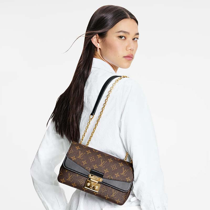 Louis Vuitton LV Women Marceau Black Monogram Coated Canvas Cowhide Leather