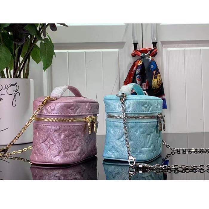 Louis Vuitton LV Women Micro Vanity Pearly Lilac Monogram Empreinte Embossed Supple Grained Cowhide