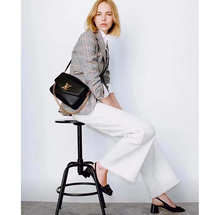 Louis Vuitton LV Women Oxford Black Grained Calf Leather Microfiber Lining