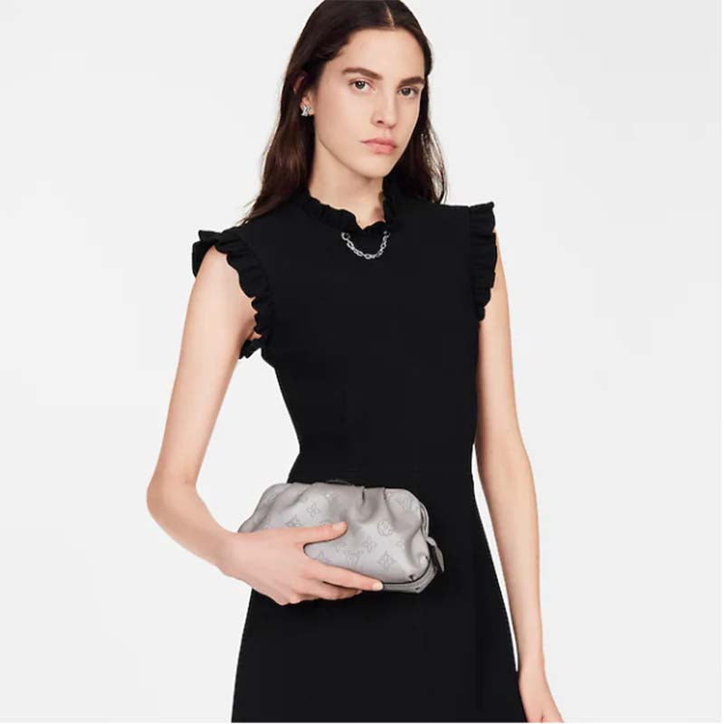 Louis Vuitton LV Women Scala Mini Pouch Gris Souris Mahina Perforated Calf Leather