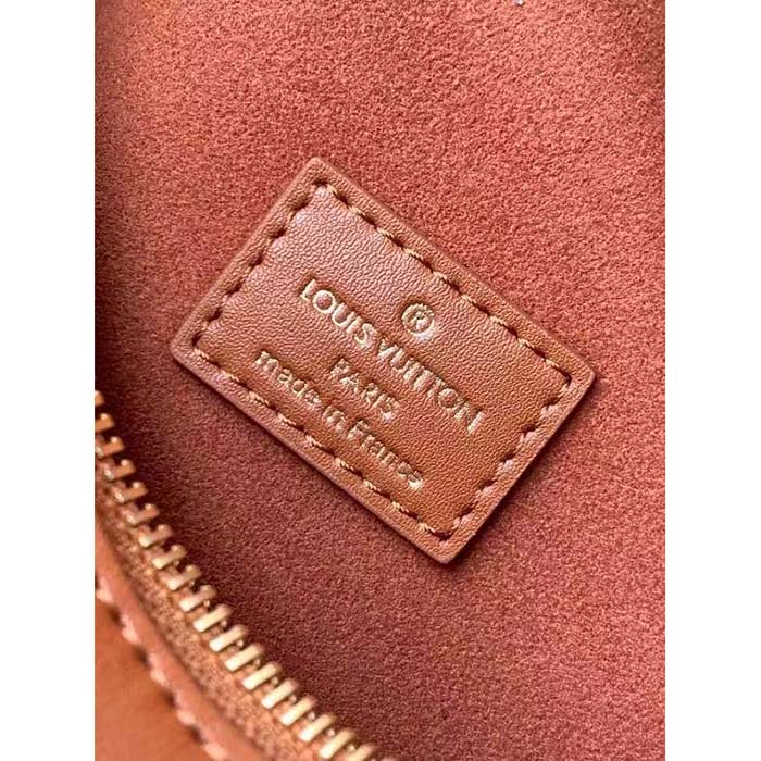 Louis Vuitton LV Women Side Trunk PM Handbag Petite Malle Tan Brown Calfskin