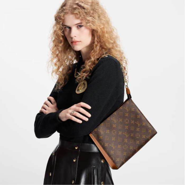 Louis Vuitton LV Women Toiletry Pouch On Chain Monogram Coated Canvas Cowhide