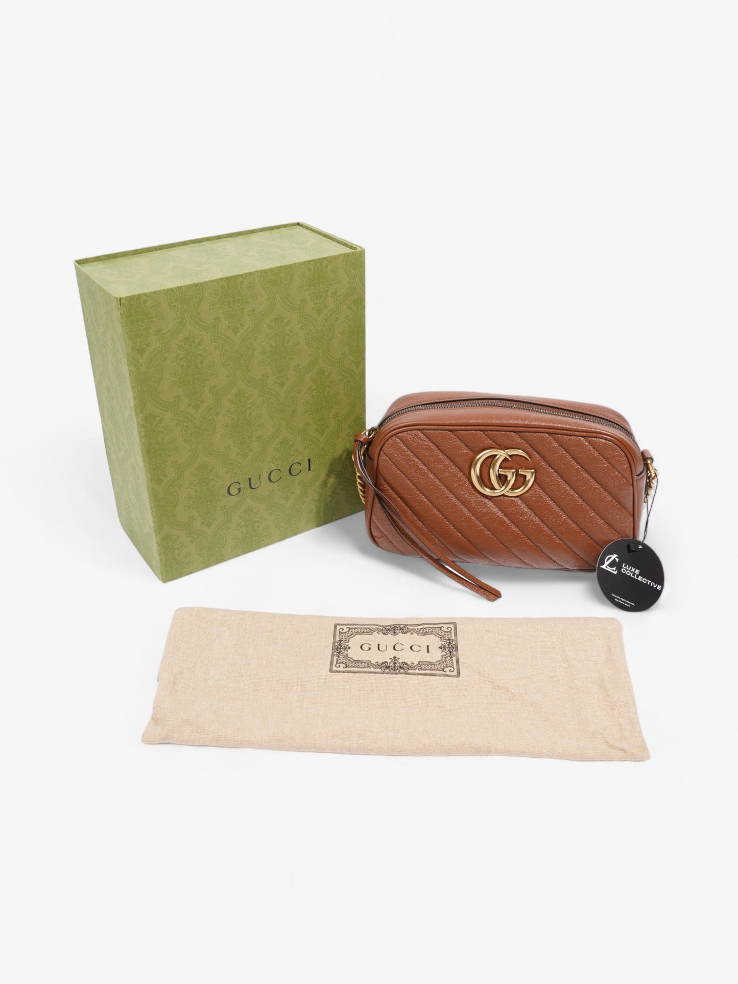 Gucci GG Marmont Brown Matelasse Leather Small