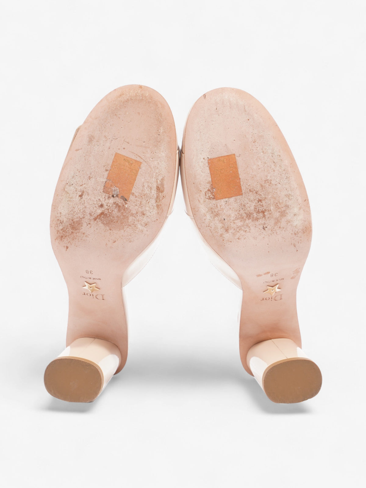Christian Dior CD Slingback 80mm Nude Patent Leather EU 38 UK 5