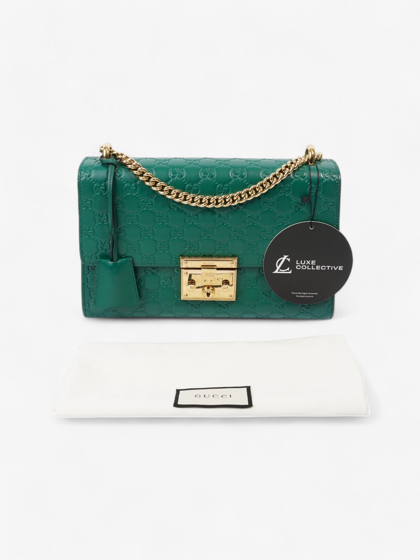 Gucci Padlock Emerald Calfskin Leather Medium
