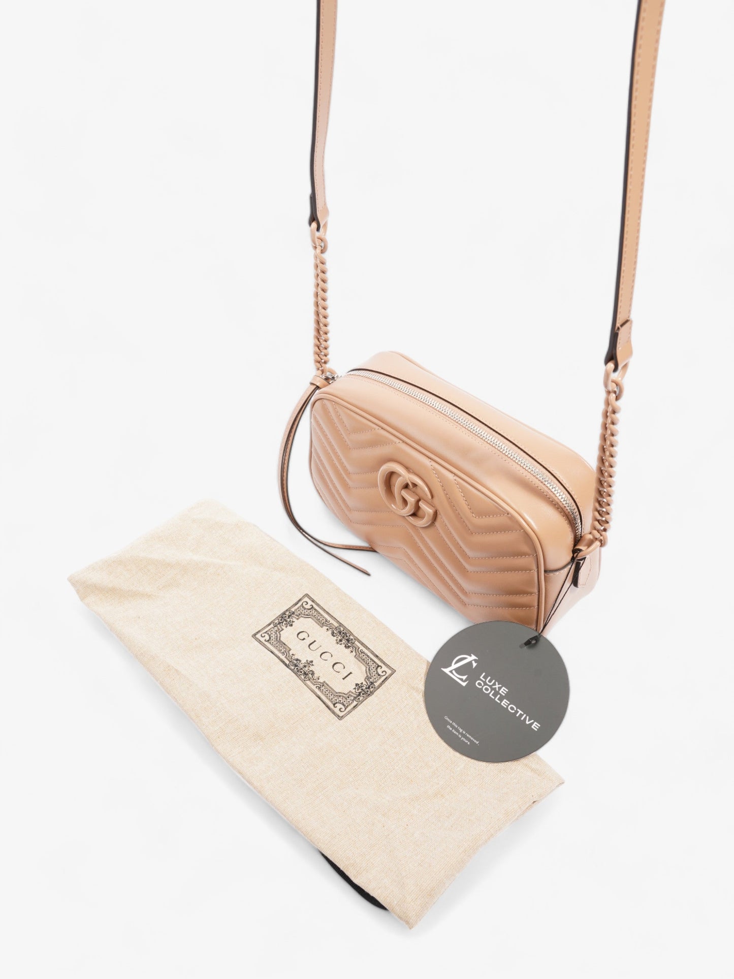 Gucci GG Marmont Beige Matelasse Leather Small