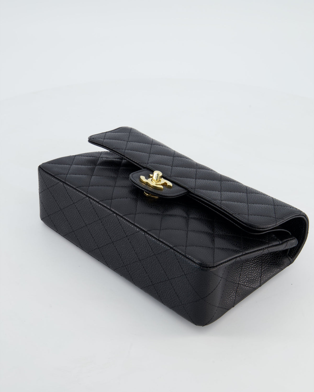 Chanel Black Small Classic Double Flap Bag in Caviar Leather with Gold Hardware