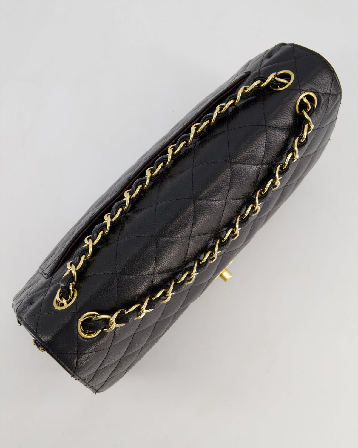 Chanel Black Jumbo Classic Double Flap Bag in Caviar Leather with Gold Hardware