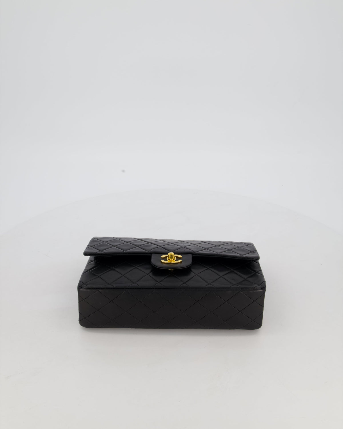 Chanel Black Vintage Medium Classic Double Flap Bag in Lambskin Leather with 24K Gold Hardware