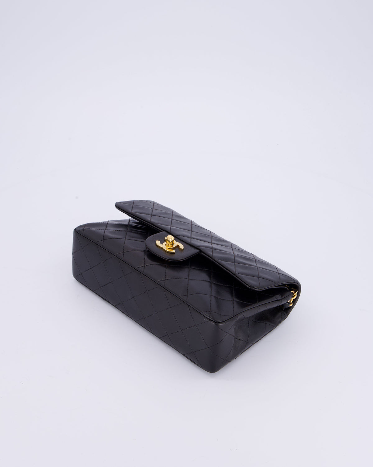 Chanel Vintage Black Small Classic Double Flap Bag in Lambskin Leather with 24K Gold Hardware