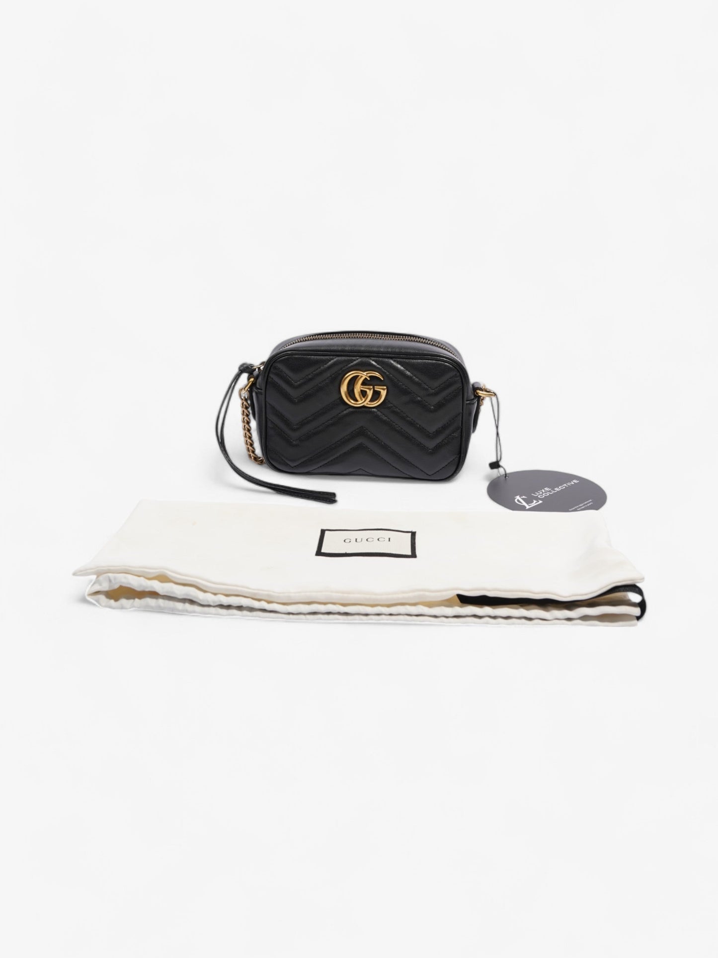 Gucci GG Marmont Shoulder Bag Black Matelasse Leather Mini