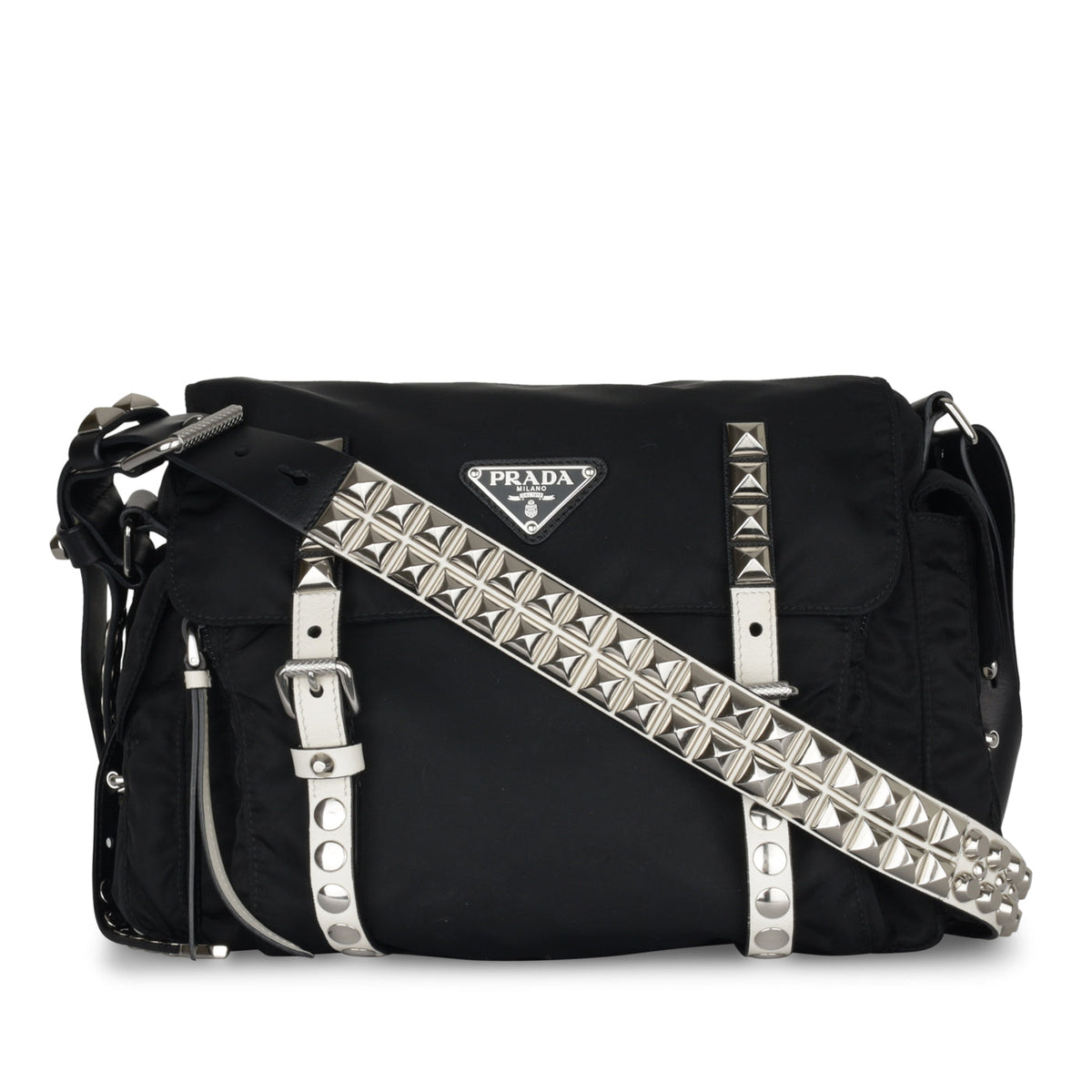 Prada Studded Vela Messenger Bag