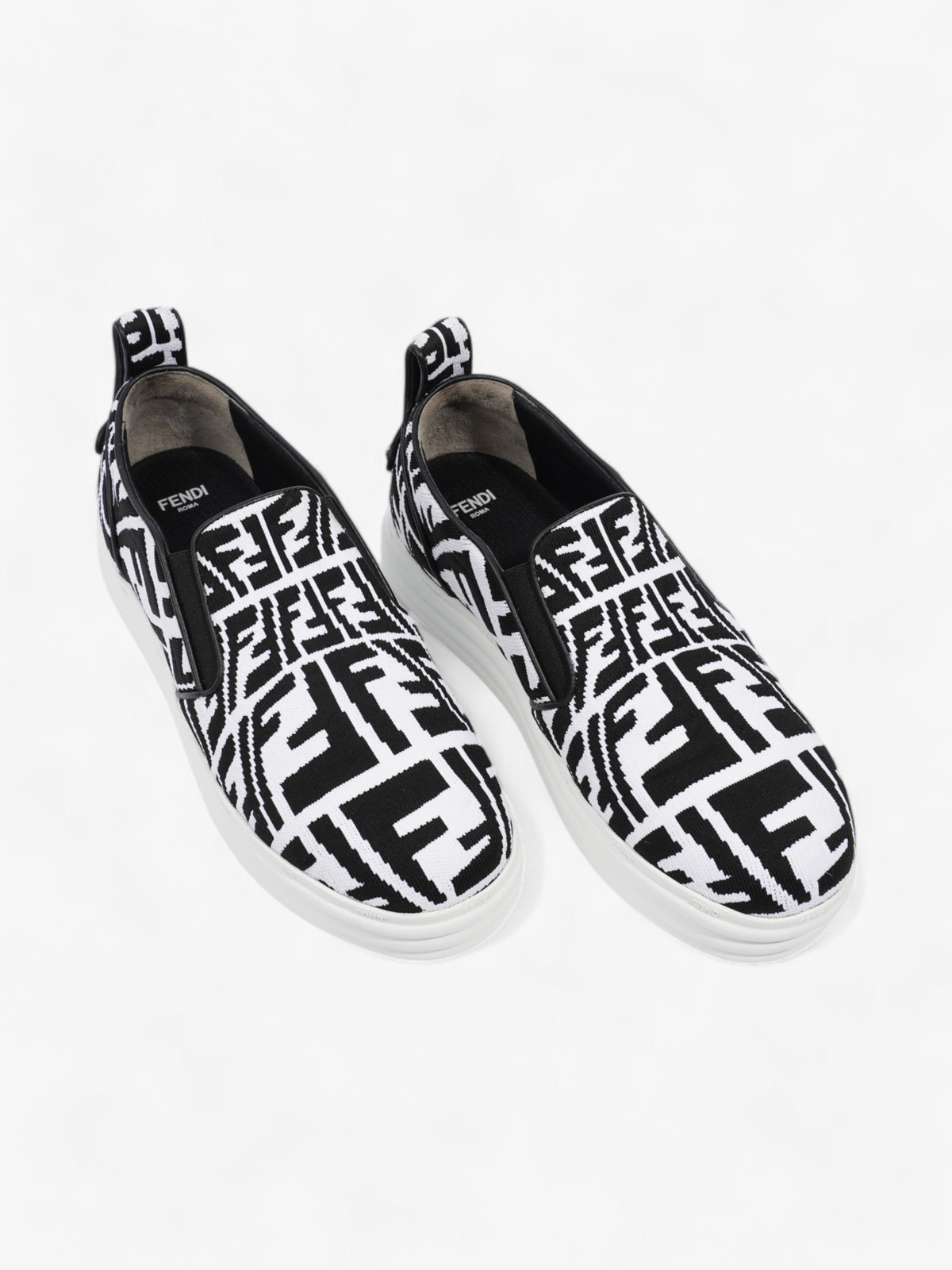 Fendi Rise Slip On White / Black Cotton EU 38 UK 5