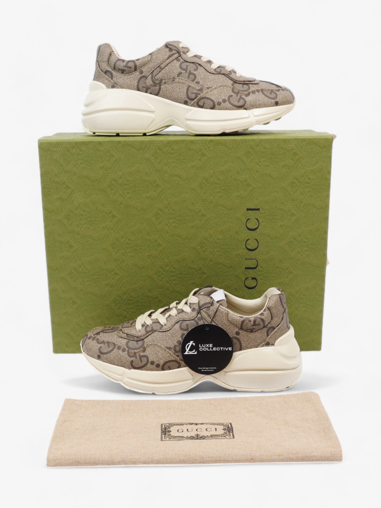 Gucci Rhyton Sneakers Beige Canvas EU 39.5 UK 5.5