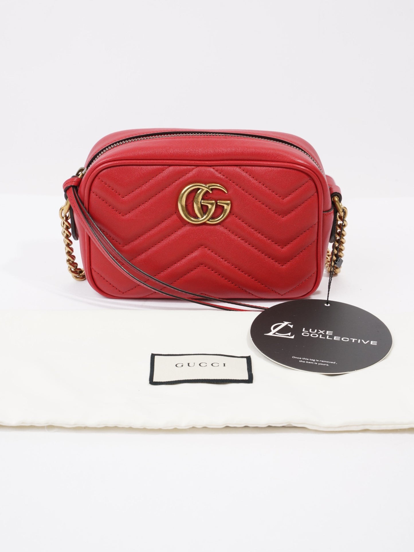 Gucci GG Marmont Red Matelasse Leather Mini