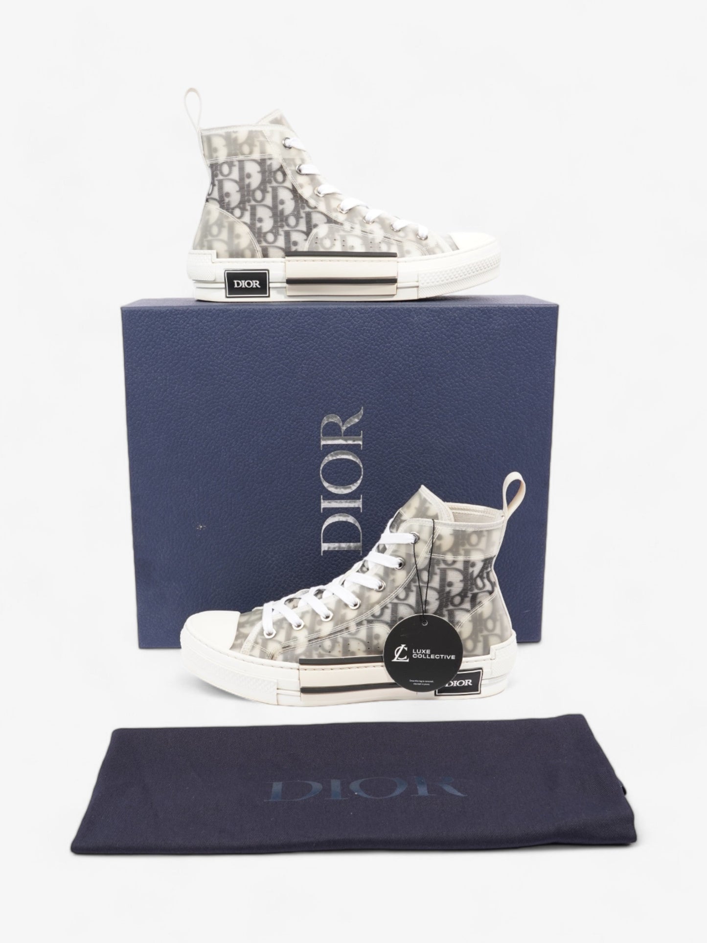 Christian Dior B23 High Tops White / Grey Oblique Mesh EU 38 UK 5