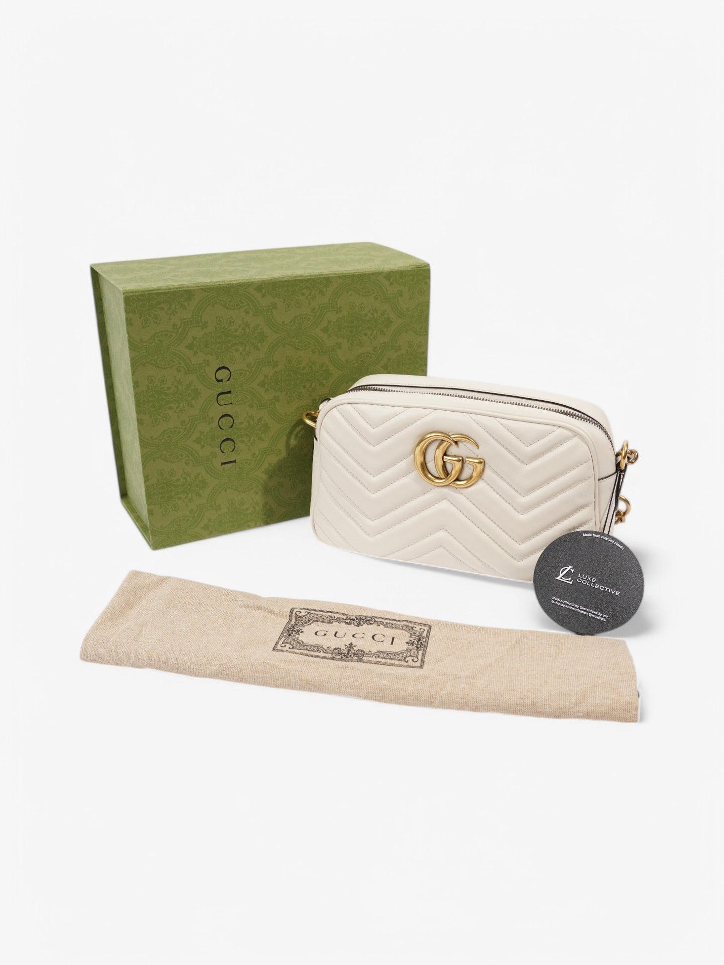 Gucci GG Marmont White Matelasse Leather Small