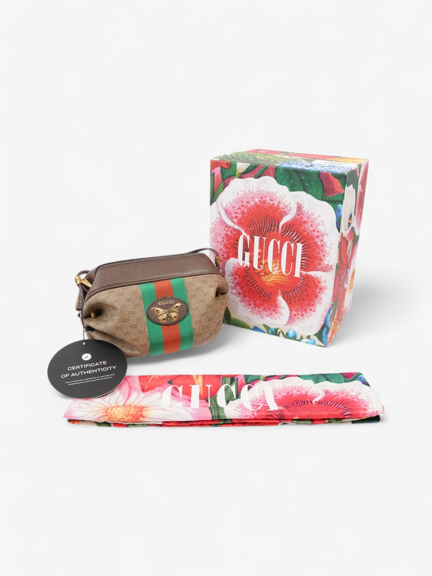 Gucci Web Butterfly New Candy Vintage GG Supreme / Green / Red Coated Canvas Mini