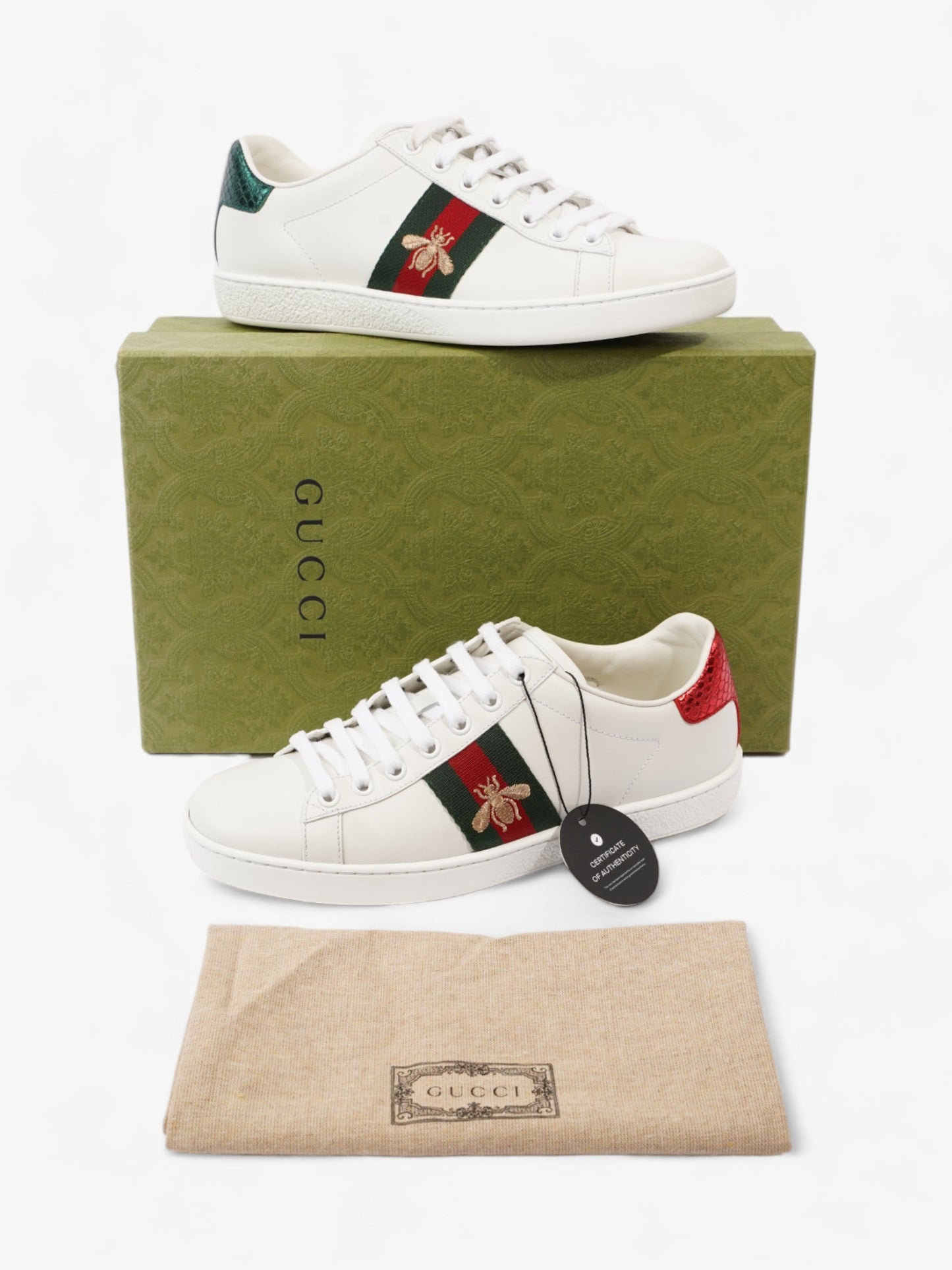 Gucci Bee Ace White / Green / Red Leather EU 37 UK 4