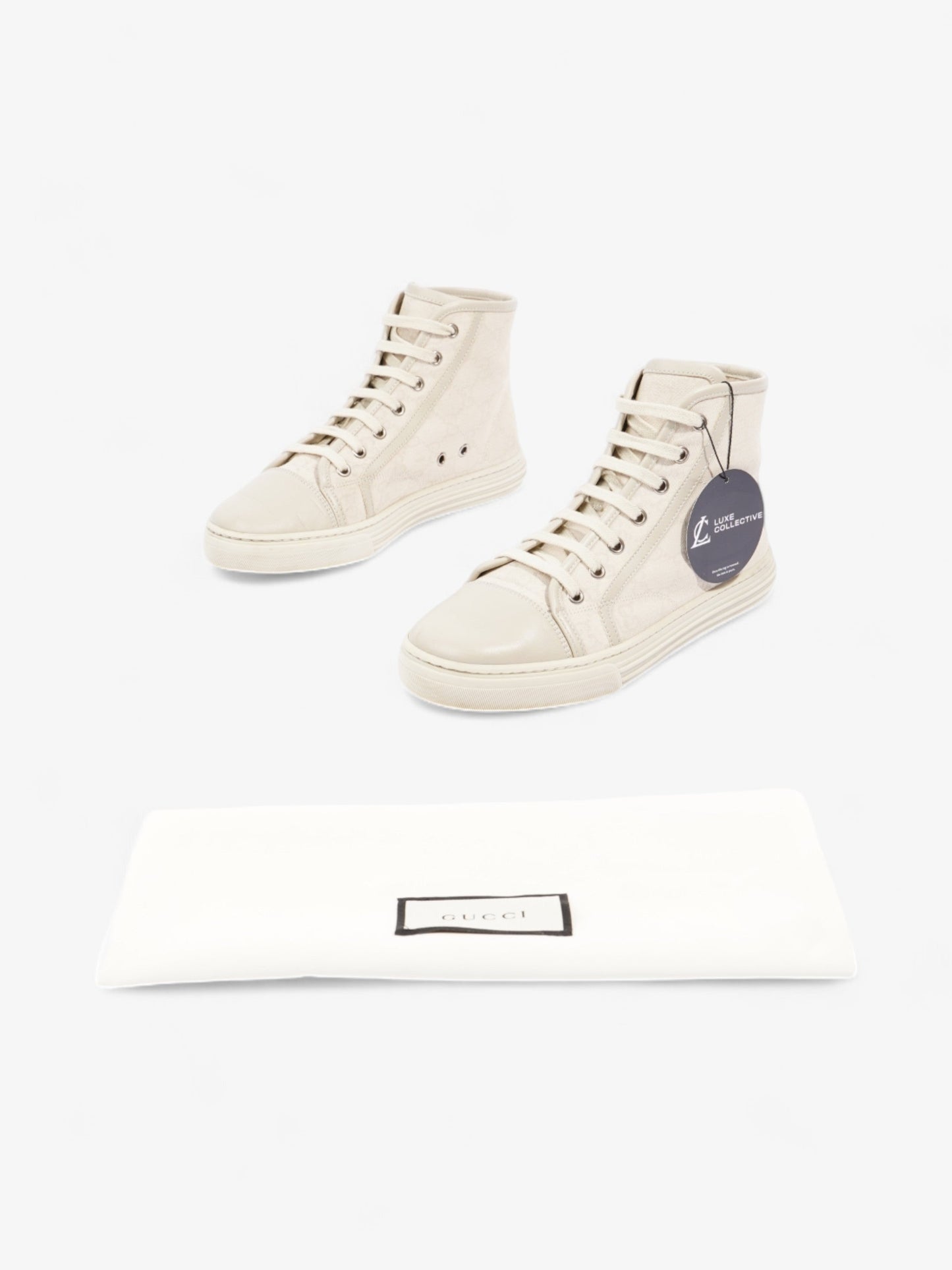 Gucci GG Monogram High-Top Sneakers Beige Canvas EU 38 UK 5